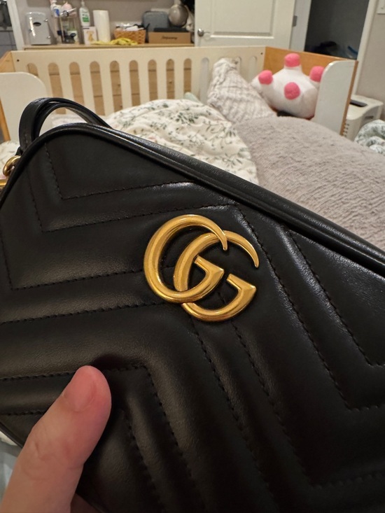Gucci Handbags - Gucci Black Quilted GG Marmont Crossbody with Gold Hardware